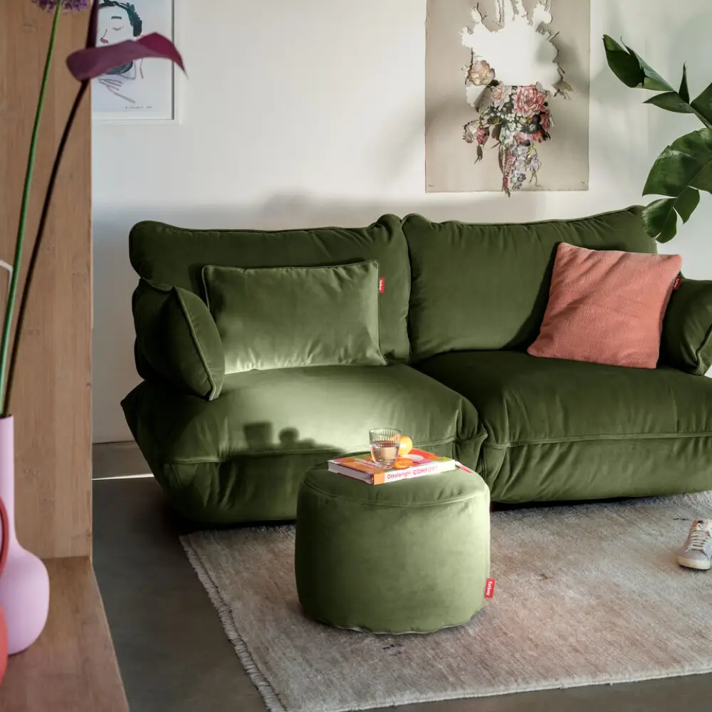 recycled point velvet sittpuff deep green