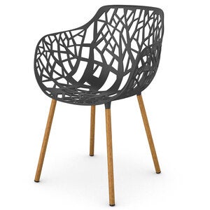 Forest karmstol med Iroko klädda ben Dark Blue 
