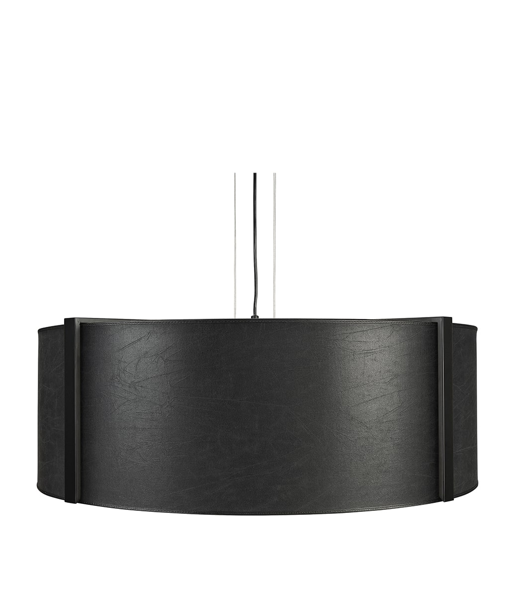 Calgary Black Leather Round Ceiling Lamp (El. Plug Connect No