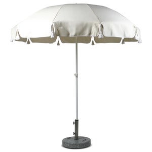 Parasoll 220 cm vitlack med tofsar natur 30