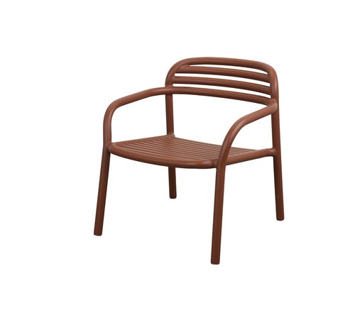 Bliss loungefåtölj, stapelbar Desert red, aluminium