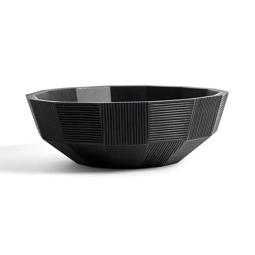 Striped skål svartlackad mahogny