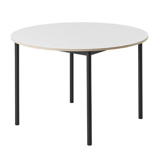 Base matbord110 cm - White Laminate Plywood Black