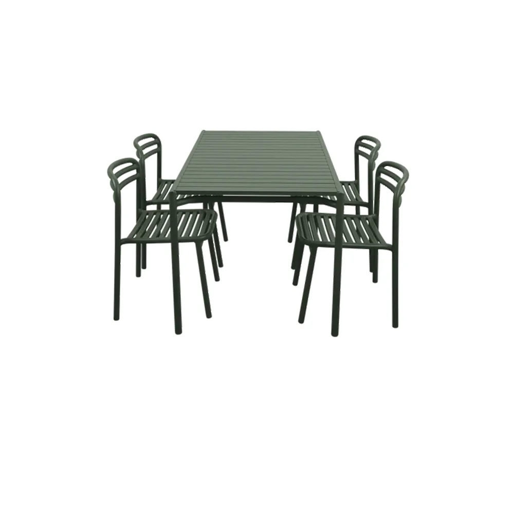 Bliss matbord inkl.fyra stolar- Dark green aluminium