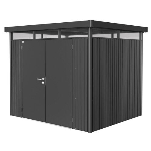 Highline Trädgårdsskjul dubbeldörr storlek h3 metallic mörkgrå Biohort