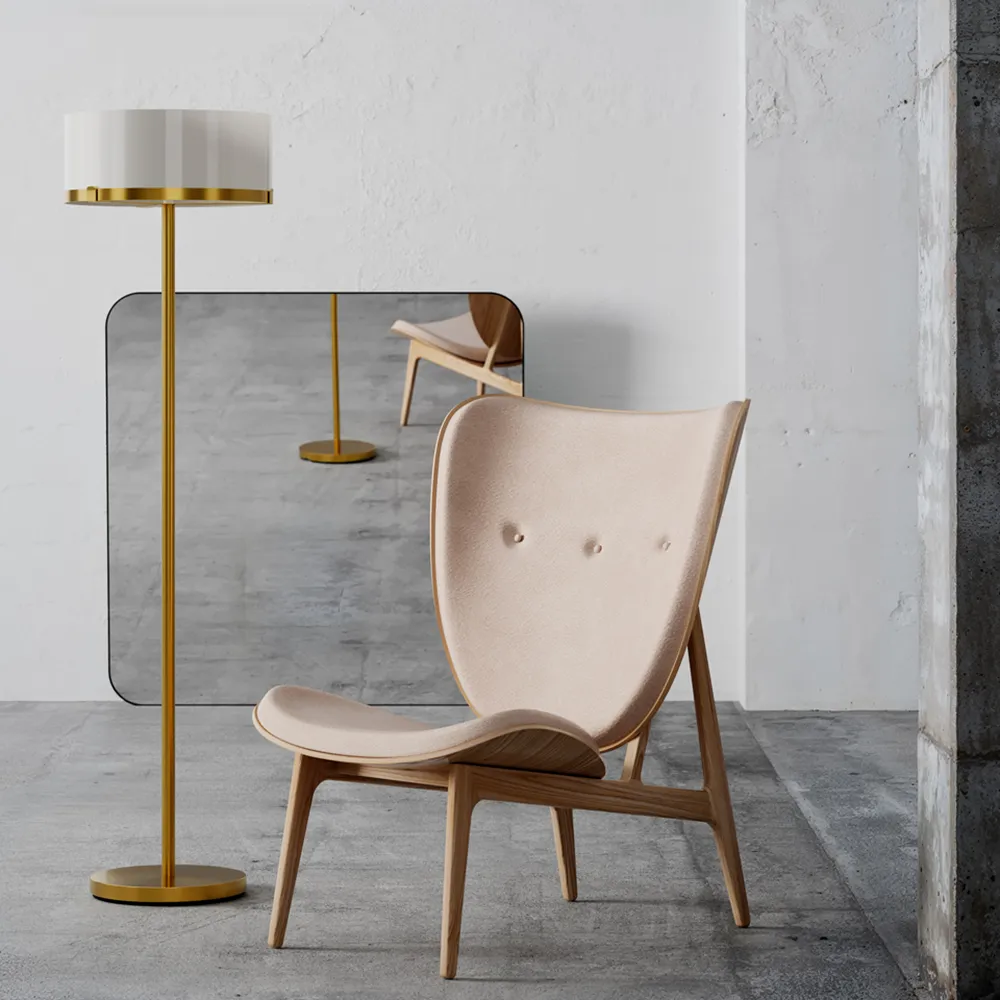 Marcel golvlampa H: 150cm mässing/vit