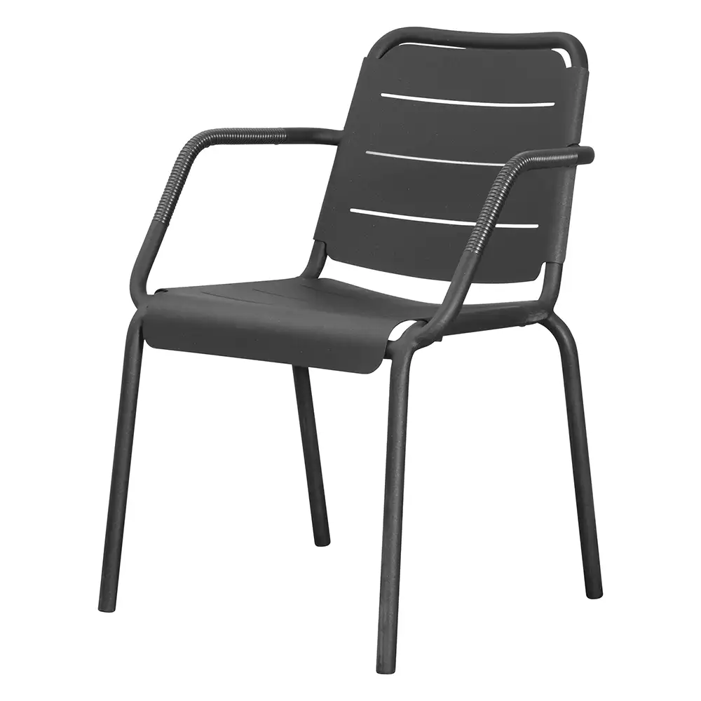 Copenhagen karmstol stapelbar Weave Lava grey alu