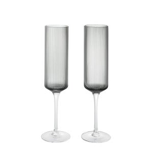 Champagneglas 2-pack Ripple Smoked Grey