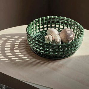 Ceramic Flätad skål Emerald Green