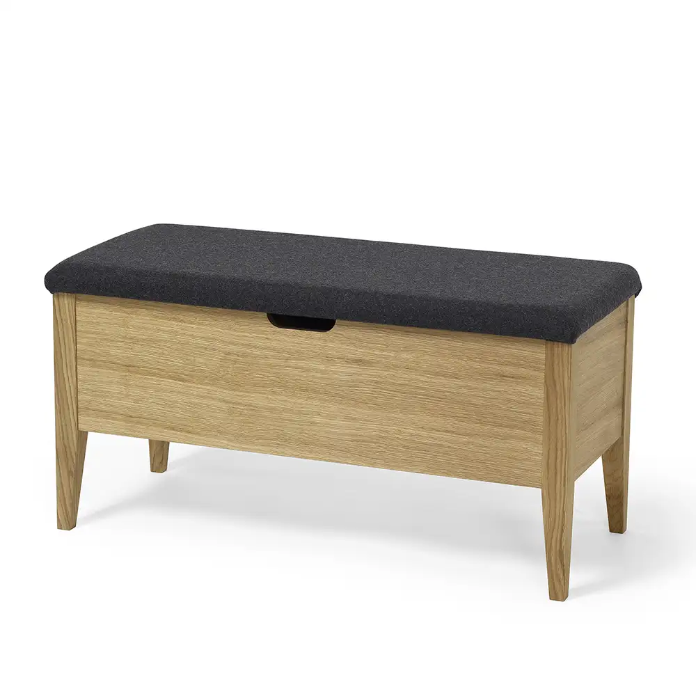 Klinte bänk 90 cm ek med ulltyg 