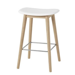 Fiber barpall låg Wood Base - 65 cm - Natural White/Oak