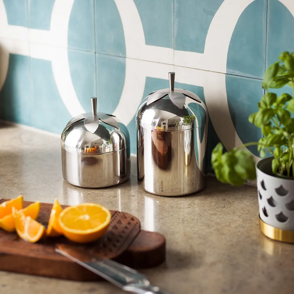 Blad Kaffe och Te Burk Steel Small
