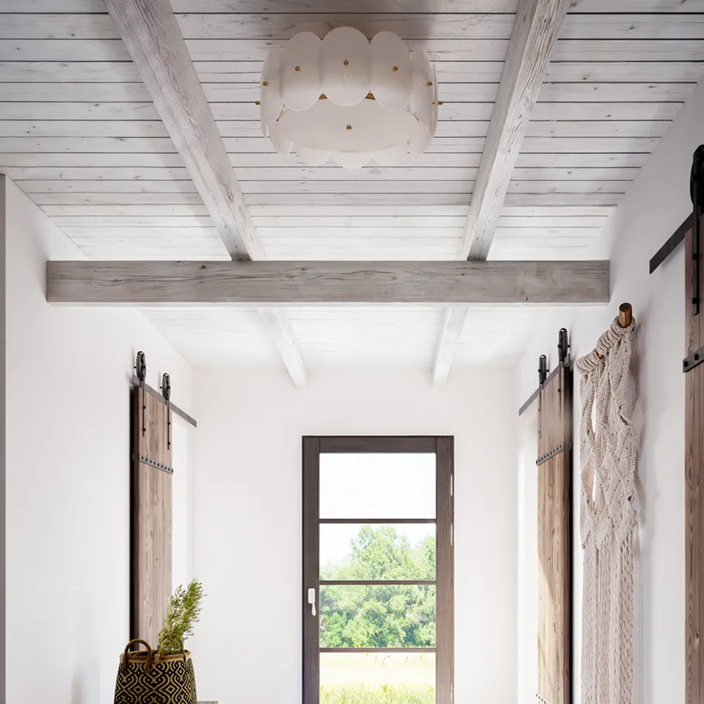 Omlott plafond Ø53cm mässing/vit