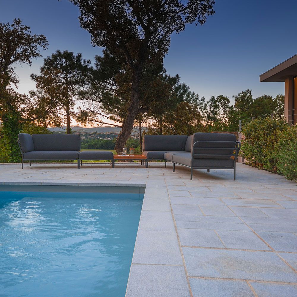 Level soffbord 41x81 cm grå aluminium 