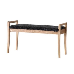 Meja Bänk Lackad Ek/Fårskinn Mörkgrå