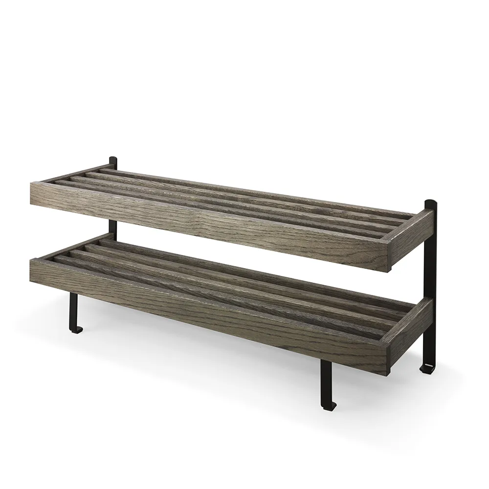 Nadja Skohylla 100 cm Rökt Ek/Mattsvart stål