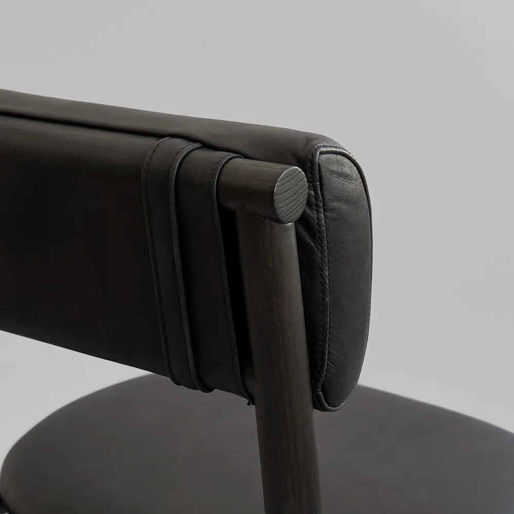 Nama Matstol - Coffee Black, Aniline leather black