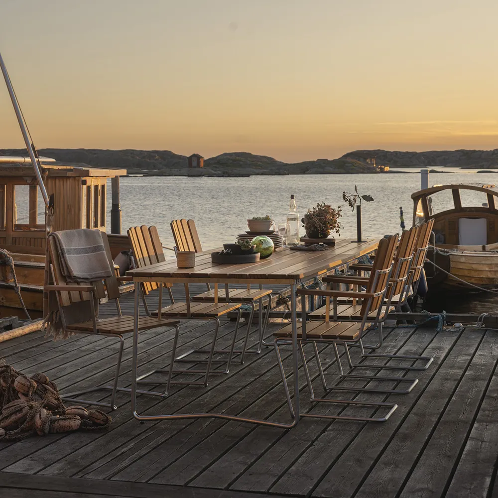 A2 Fåtölj Obehandlad Teak / Varmförzinkat Stativ