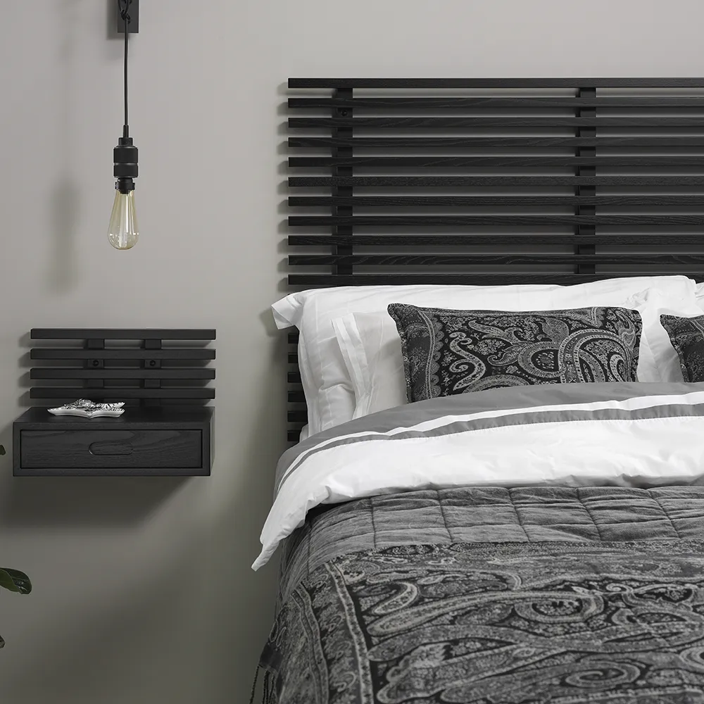 Zece Sängbord med låda Svartbetsad Ask