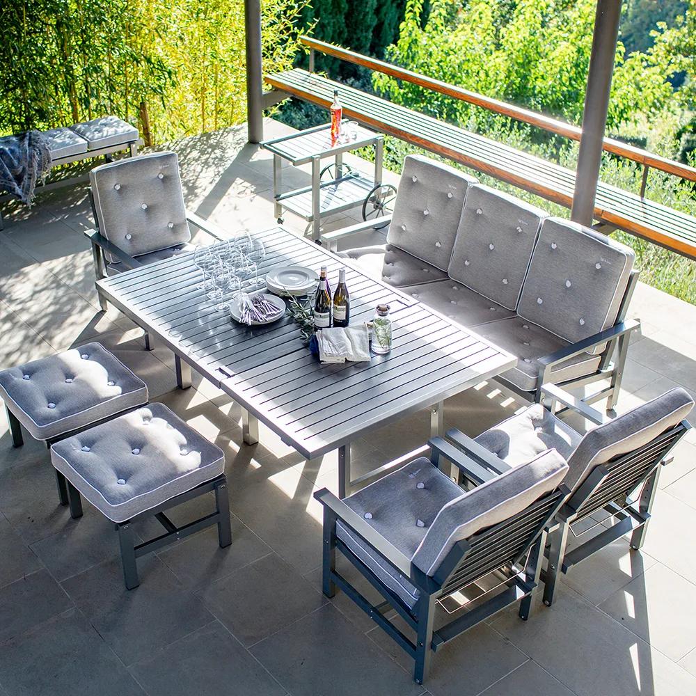 Bord 80X142Cm Grå Aluminium 