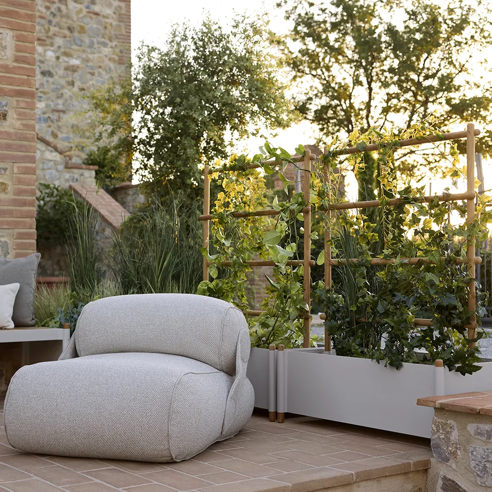 Sticks planter 103x58 cm med ställning Teak/Grey