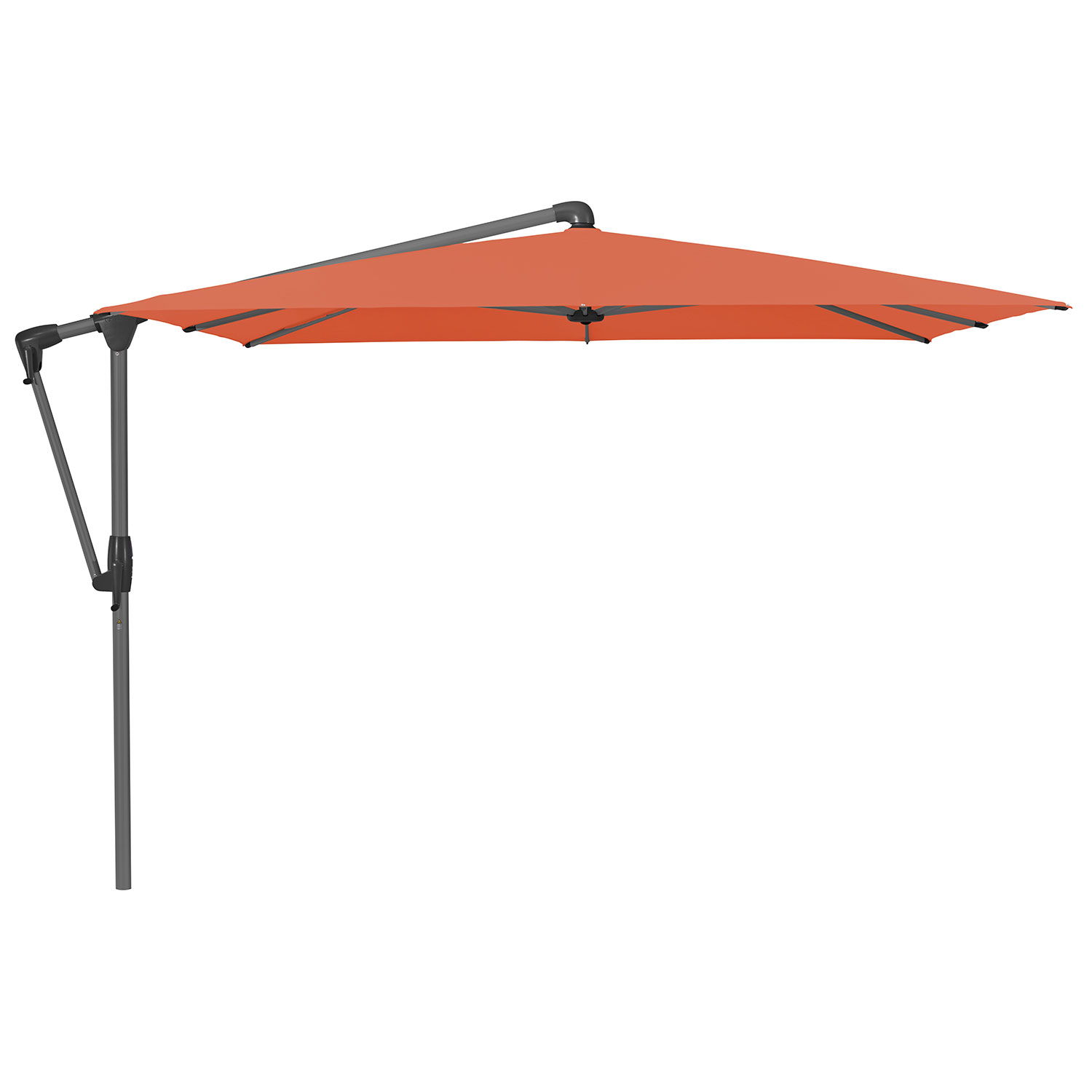 Glatz Sunwing Casa frihängande parasoll 270×270 cm kat.5 antracite alu / 660 papaya