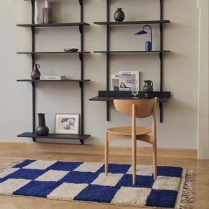 Mara Handknuten Matta 120x180 cm - Br Blue/Off-Whi