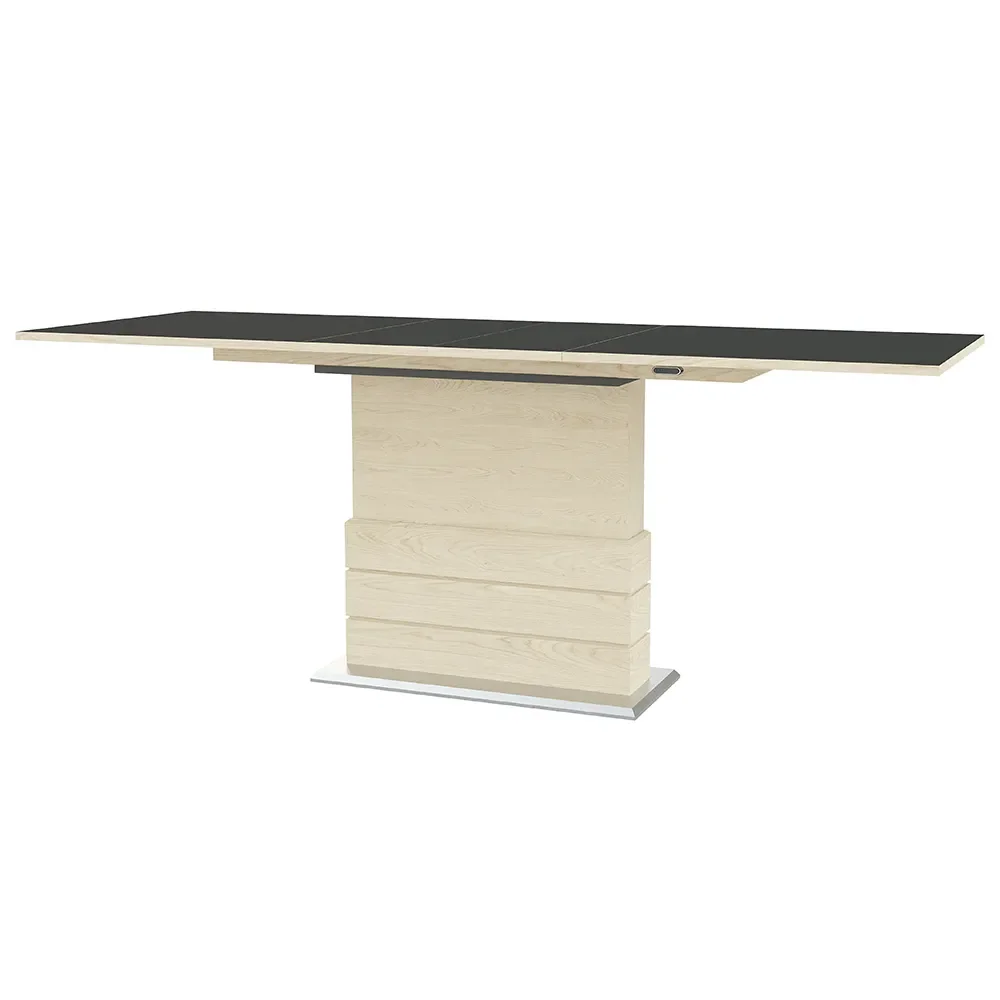 Sm30 Matbord 100X200-280 Cm Vitoljad Ek / Svart Laminat 