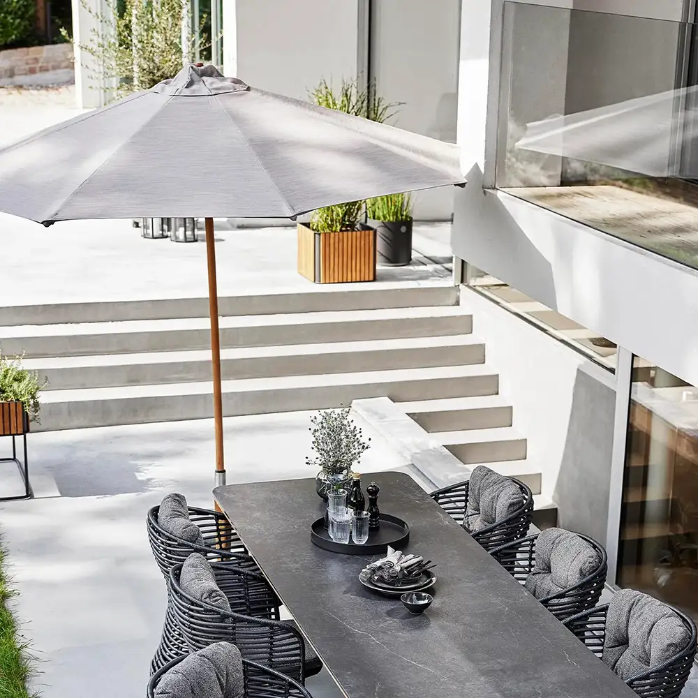 Classic parasoll 300 cm Light grey / Teak