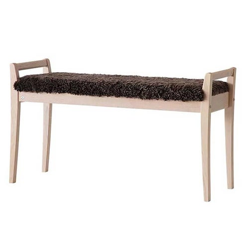 Meja Bänk Vitoljad Ek/Fårskinn Brun
