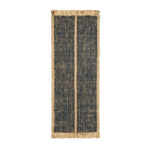 Athens Handvävd Jutematta 80x200 cm- Natural/Ink Blu