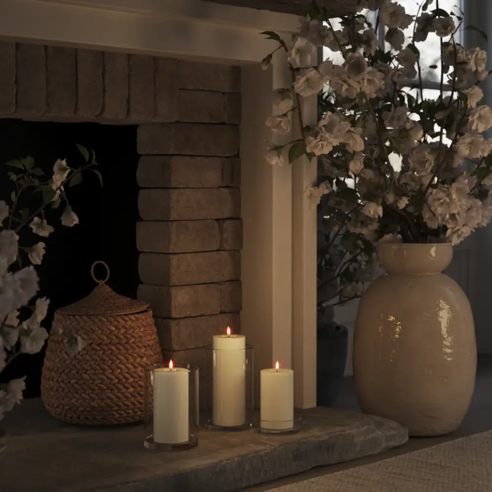 LED Blockljus Ø7,5x15 cm vit