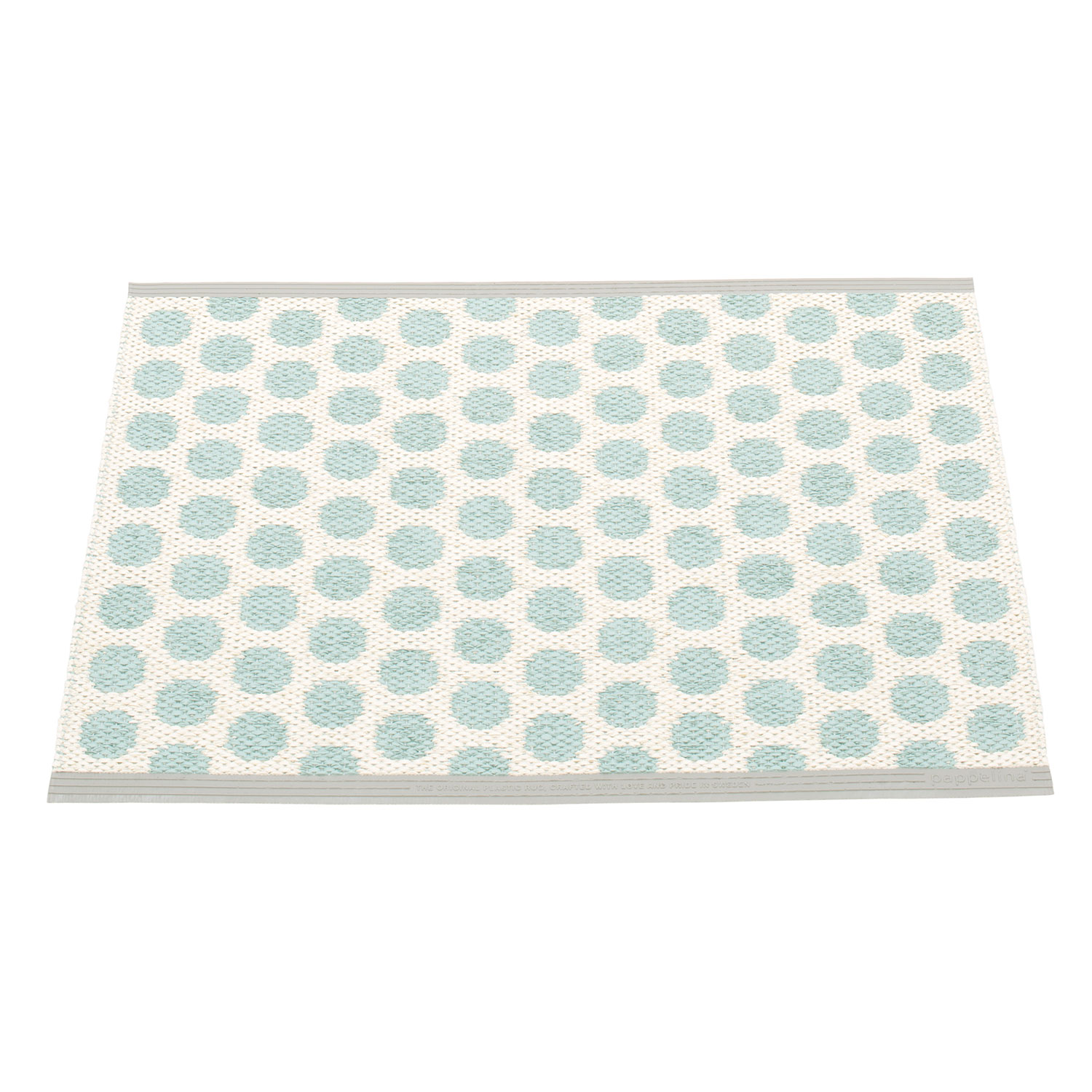 Noa matta 70×50 cm pale turquoise / vanilla / warm grey stripe