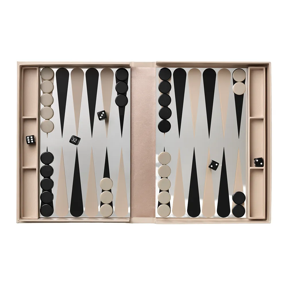 Classic – Spegelbackgammon, beige/clear
