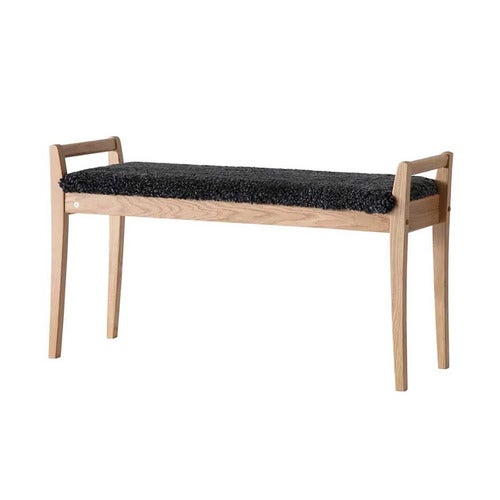 Meja Bänk Lackad Ek/Fårskinn Mörkgrå