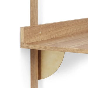 Sector Väggmonterat Skrivbord - Oak/Brass