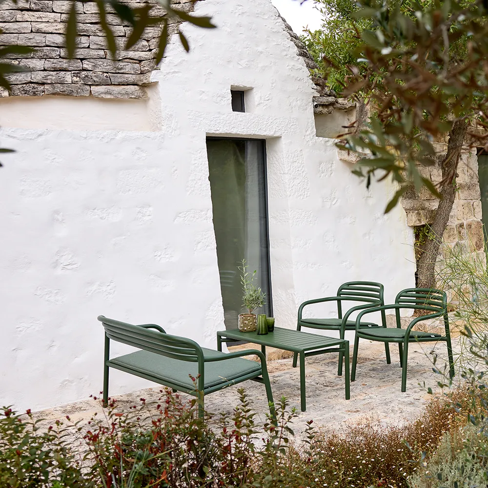 Bliss soffbord/bänk Desert red, aluminium