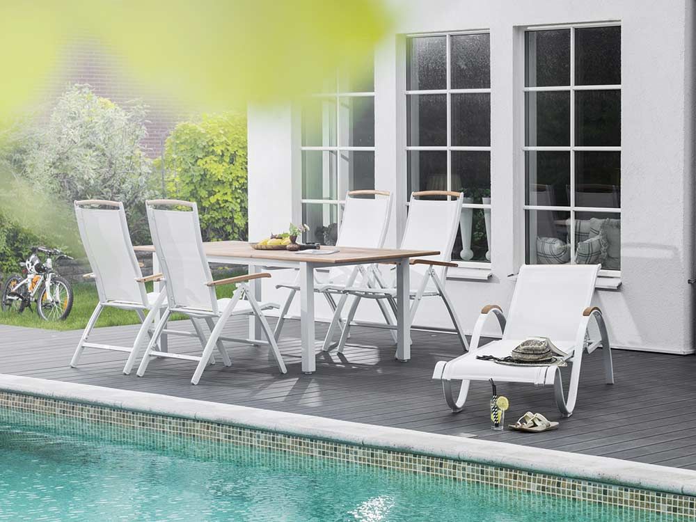 Nydala Matbord 96X150-200 Cm Vit/Teak 