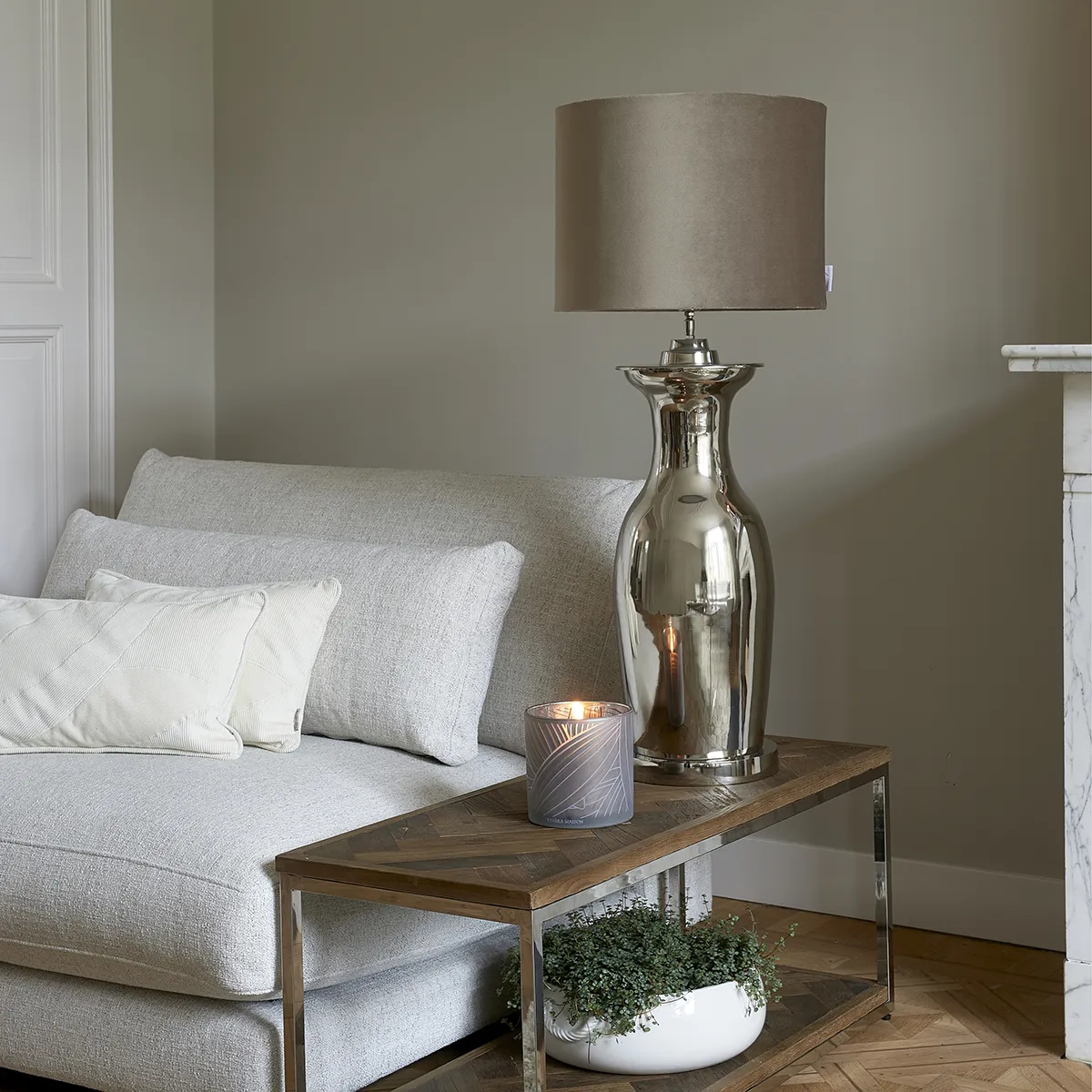 Bordslampa Roger Hotel H65 cm Silver