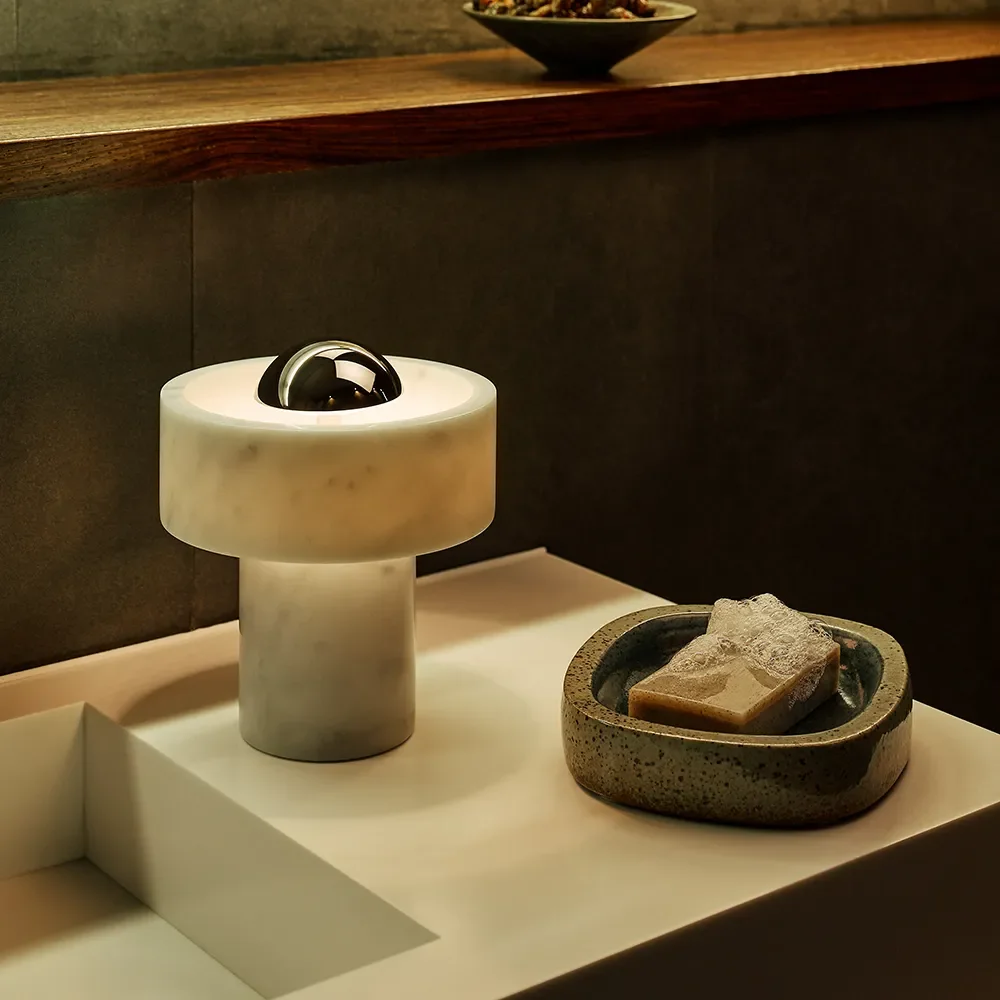 Stone Portabel lampa Silver LED