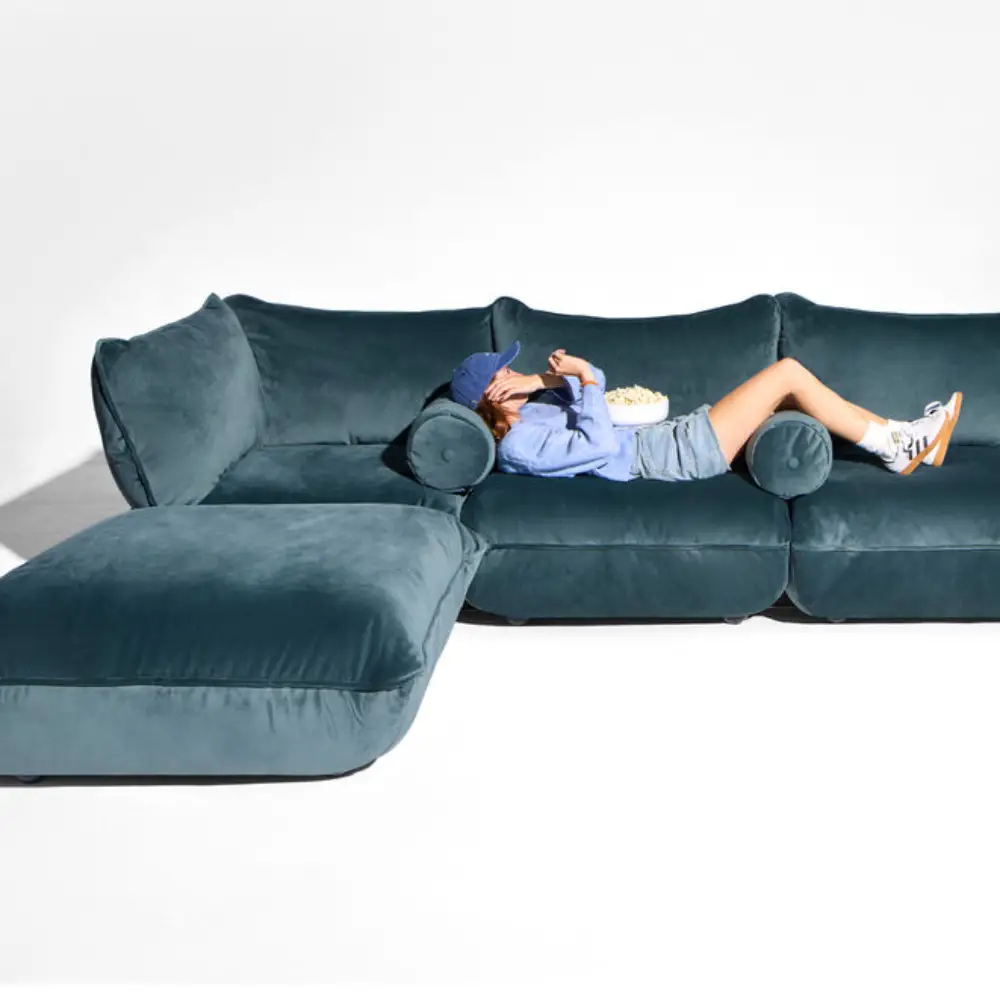 Puff Rolster Kudde Velvet Recycled Petrol