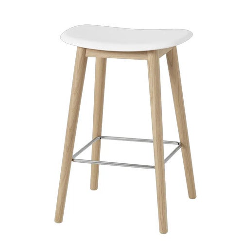 Fiber barpall låg Wood Base - 65 cm - Natural White/Oak