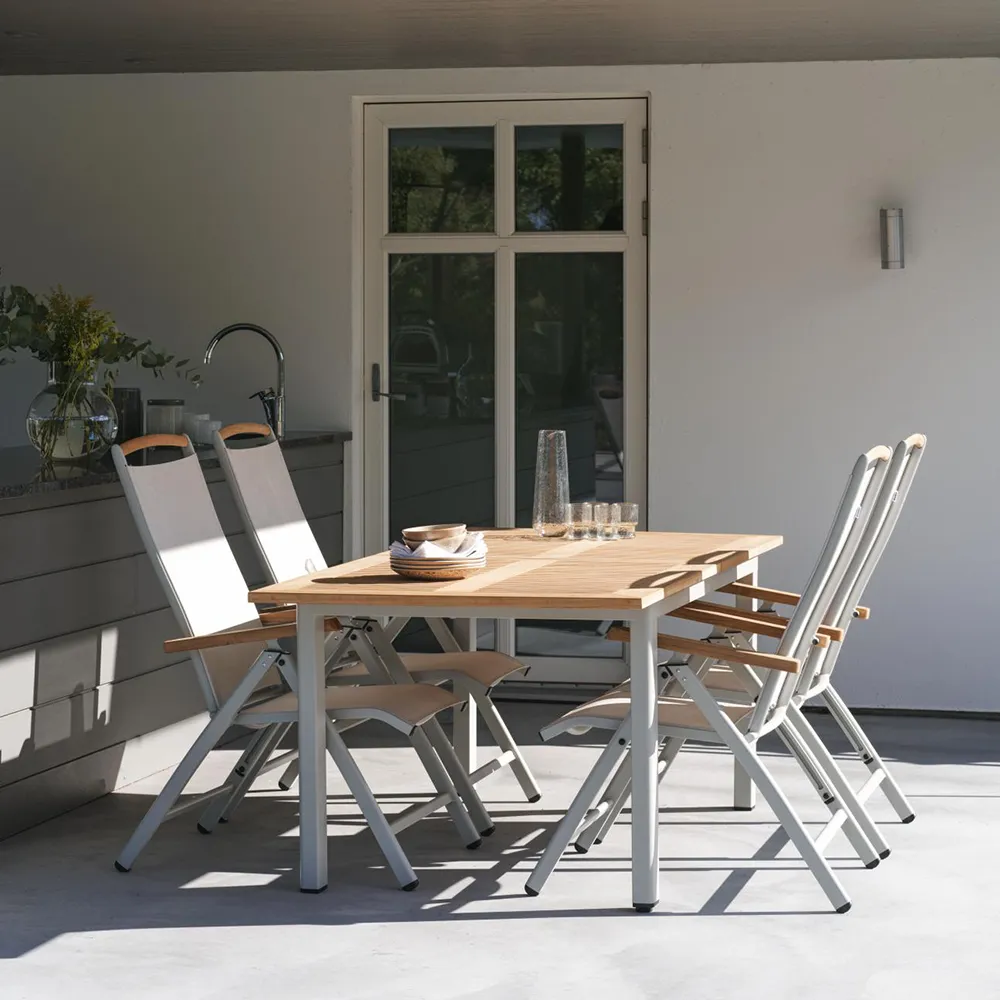 Lyon Matbord 95x152-210cm - Ljusgrå/Teak