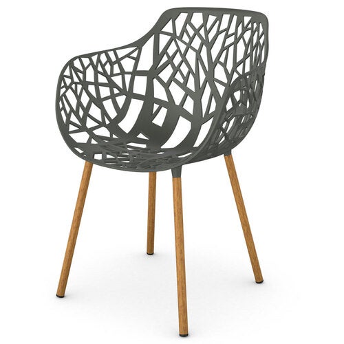 Forest karmstol med Iroko klädda ben Metallic Grey 