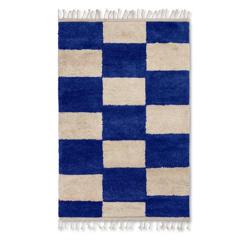 Mara Handknuten Matta 120x180 cm - Br Blue/Off-Whi