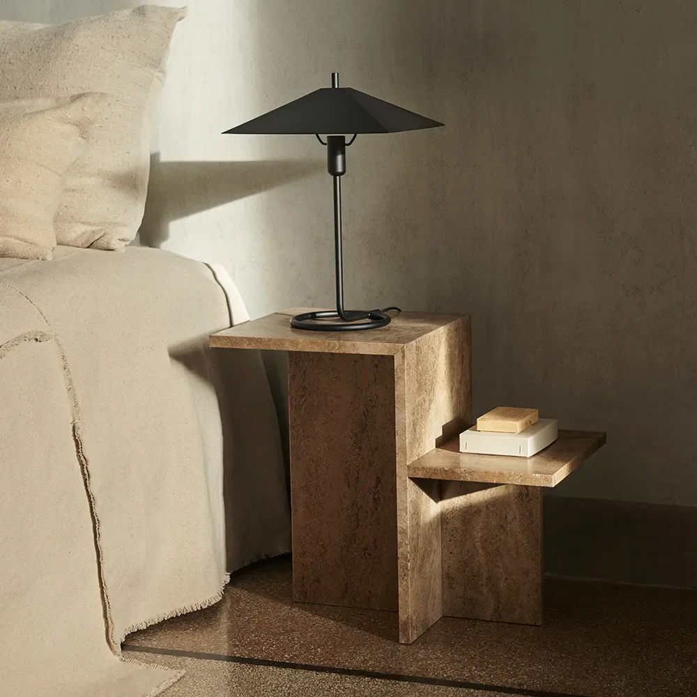 Distinct Side Table - Dark Brown Travertine