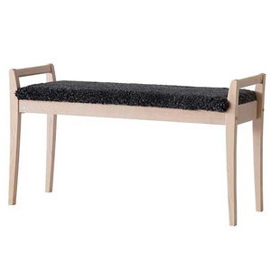 Meja Bänk Vitoljad Ek/Fårskinn Mörkgrå