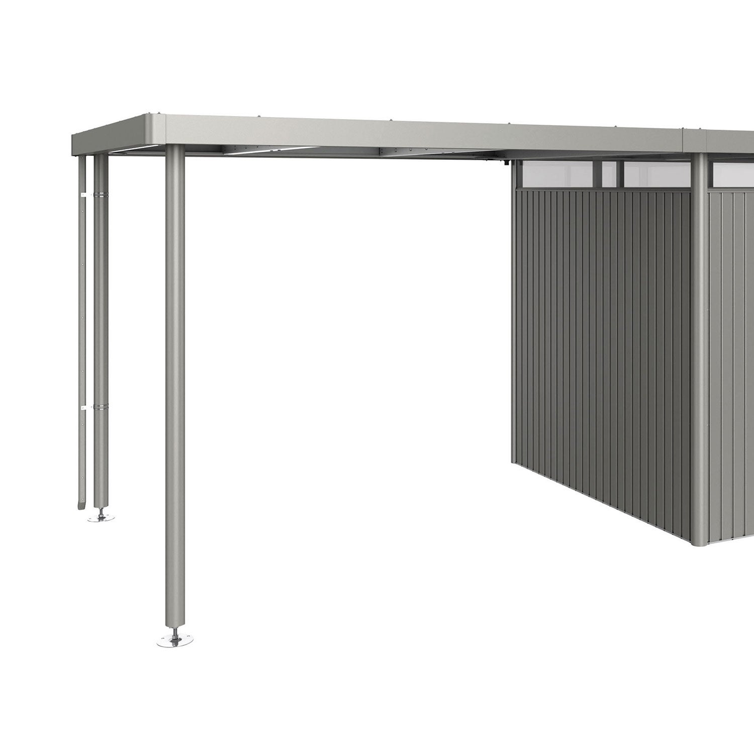 Highline sidotak Trädgårdsskjul storlek h3 metallic kvarts-grå