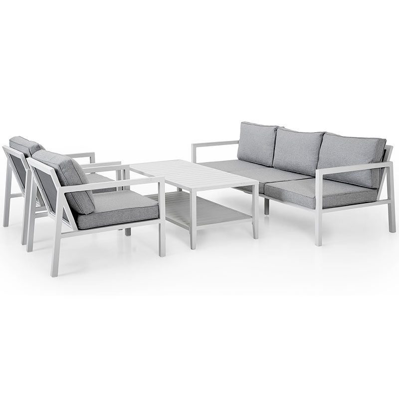 Belfort fåtölj vit/grå 