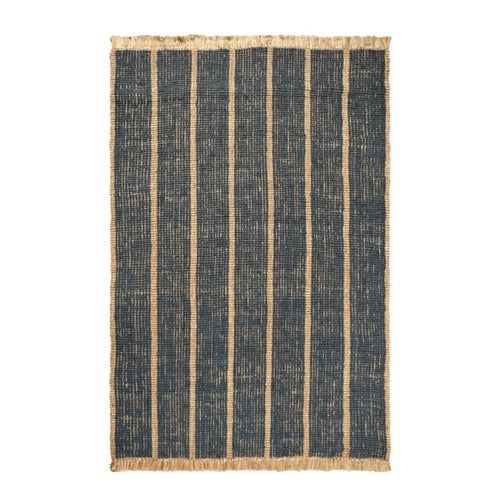 Athens Handvävd Jutematta 200x300 cm - Natural/Ink Blue